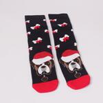 Коледен сет дамски термо чорапи в черно и тъмносиньо с кучета