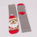 Коледен дамски сет термо чорапи в сиво и графит с мопс