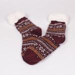 Коледни мъжки тъмно виолетови топли чорапи със снежинки