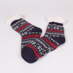 Тъмно сини коледни мъжки чорапи със снежинки