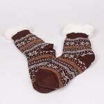 Кафяви коледни мъжки топли чорапи със снежинки