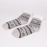 Светло сиви коледни мъжки пухкави чорапи със снежинки