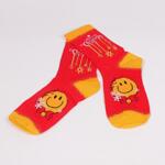 Коледни червени дамски чорапи с емотикон