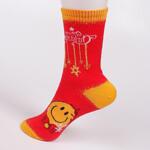Коледни червени дамски чорапи с емотикон