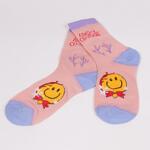 Розови коледни дамски чорапи с емотикон