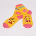 Коледни жълти дамски чорапи с емотикон