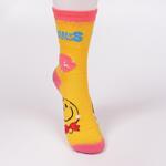 Коледни жълти дамски чорапи с емотикон