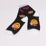 Коледни дамски черни чорапи с емотикон