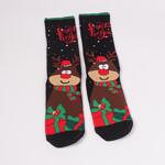 Коледен сет дамски термо чорапи в черно с Дядо Коледа и Рудолф