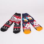 Коледен сет дамски термо чорапи в черен и тъмносин цвят с коте и Дядо Коледа1