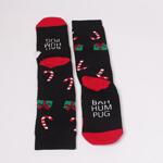 Коледен сет дамски термо чорапи в черно и тъмносиньо с Дядо Коледа, елен, куче и коте