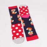 Тъмносин коледен сет дамски термо чорапи с лисичета