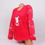 Червена коледна дамска поларена пижама с елен
