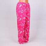 Поларена макси дамска пижама в розово и бяло със звезди