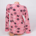 Поларена коледна дамска пижама в пепел от рози със снежинки и ръкавички