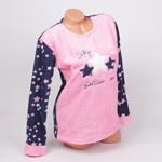 Дамска поларена пижама в тъмно синьо и розово със звездички