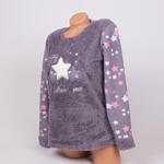 Дамска поларена пижама в цвят графит със звезди