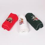Коледен сет хавлиени кърпи в три цвята с тематични бродерии