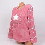 Поларена дамска пижама в цвят пепел от рози със звездички