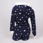 Тъмно синя дамска пижама-гащеризон със звезди и зайче