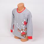 Коледна детско-юношеска сива пижама с Рудолф и Дядо Коледа за момче