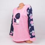 Поларена макси пижама в розово и тъмносиньо със звезди и розови топки