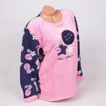 Поларена макси пижама в розово и тъмносиньо със звезди и розови топки