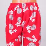 Червена макси поларена пижама с топки и звезди