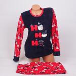 Коледна червена поларена дамска пижама Хо-Хо-Хо