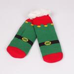 Дамски коледни пухкави чорапи в червен и зелен цвят
