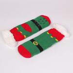 Дамски коледни пухкаве чорапи в червен и зелен цвят