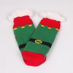 Дамски коледни пухкаве чорапи в червен и зелен цвят