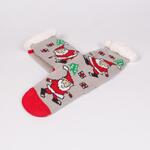 Коледни дамски светло сиви чорапи с Дядо Коледа