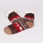 Кафяви коледни мъжки чорапи с елени и снежинки