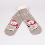 Коледни дамски светло сиви чорапи Снежко