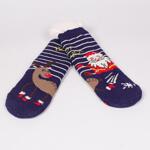 Мастилено сини коледни дамски чорапи с Дядо Коледа и Рудолф