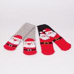 Коледен сет дамски термо чорапи в сиво и черно с Дядо Коледа