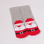 Коледен сет дамски термо чорапи в сиво и черно с Дядо Коледа