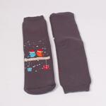 Коледен сет дамски термо чорапи в син и сив цвят с Дядо Коледа, Снежко и птички