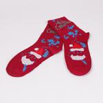 Тъмно червени коледни мъжки чорапи с Дядо Коледа