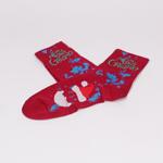 Тъмно червени коледни мъжки чорапи с Дядо Коледа
