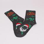 Коледни мъжки тъмно сиви чорапи с Дядо Коледа