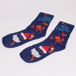 Мъжки коледни тъмно сини чорапи с Дядо Коледа