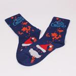 Мъжки коледни тъмно сини чорапи с Дядо Коледа