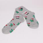 Коледни светло сиви мъжки чорапи с цифри и Дядо Коледа