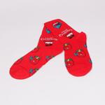 Червени коледни мъжки чорапи с цифри и Дядо Коледа
