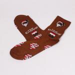 Кафяви коледни мъжки чорапи с цифри и Дядо Коледа