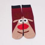 Тъмносин коледен сет дамски термо чорапи с Дядо Коледа и Рудолф