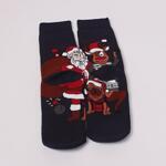 Тъмносин коледен сет дамски термо чорапи с Дядо Коледа и Рудолф