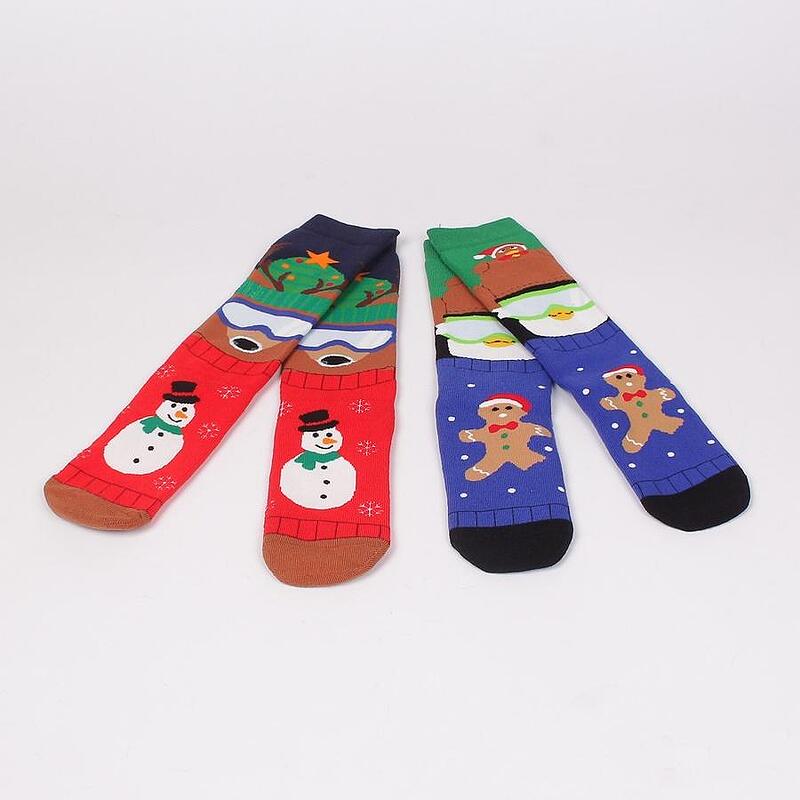 без миризма земеделски строг Коледен сет дамски термо чорапи в червено и синьо с джиндифилово човече и  Снежко